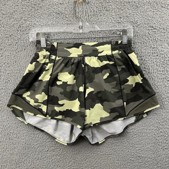 lululemon athletica Pants - Lululemon Hotty Hot Low Rise Shorts 4" Camo Crispin Green Athletic Gym Women's 6